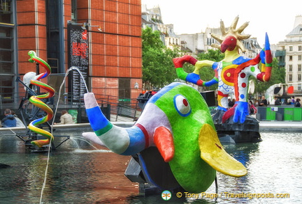 The serpent, the elephant and the firebird are some of the sculptures of the Stravinsky Fountain